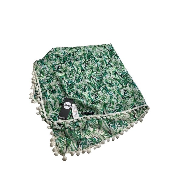 NEW Boohoo Women's Chiffon‎ Tie Waist Beach Sarong Palm Tassel NWT 38x40 - Picture 2 of 6